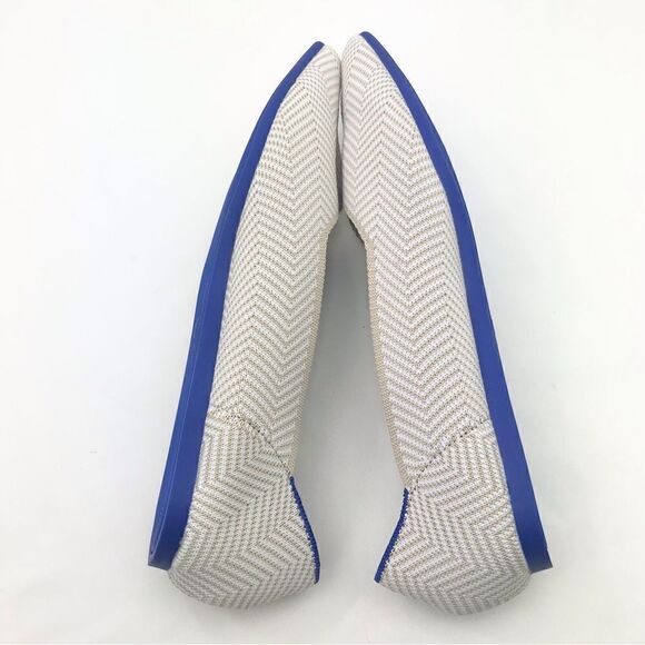 Woman by Projects Soft Knit Herringbone Cream Tan Pointed Flats - Picture 6 of 11